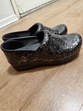 Dansko Black Slip-On Clog with Textured Sole